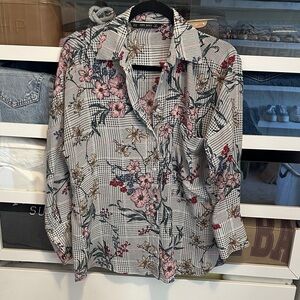 Zara‎ Floral Patterned Collared Blouse